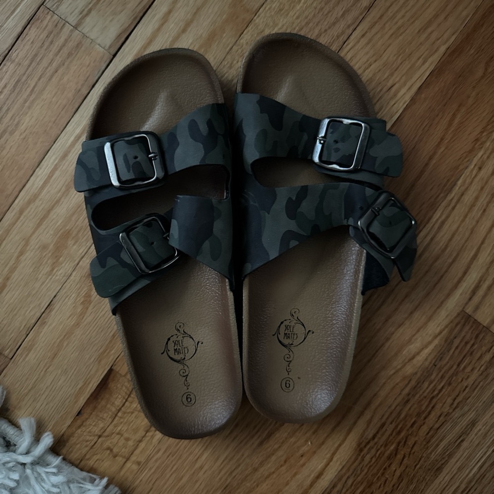 Sole Mates Camouflage Buckle Sandals